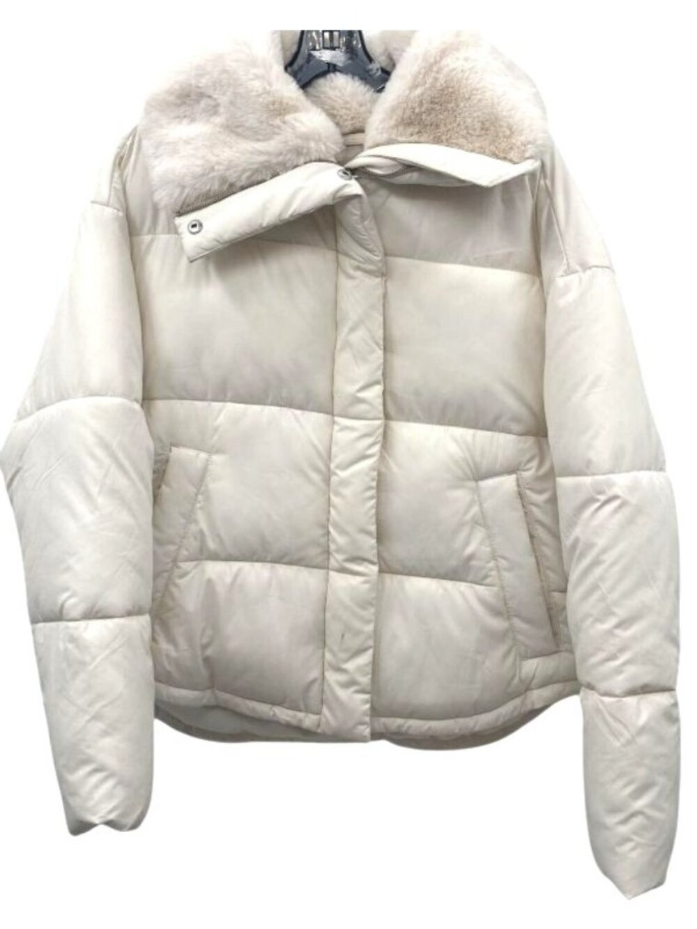 Abercrombie & Fitch Faux Fur Collar Mini Ultra Puffer Jacket - Size M